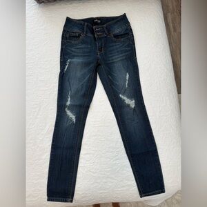 Evermore Denim Dark Blue Distressed Skinny Jeans